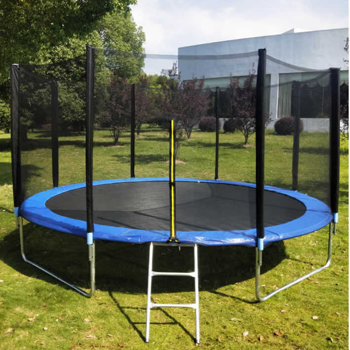 12FT Trampoline With Safety Closure Net for Kids Adults-Jumping Trampoline Mat Spring Cover Padding Fun Summer Exercise Fitness Equipment Trampoline Ladder for Kids Indoor Outdoor Toy Great Gift 